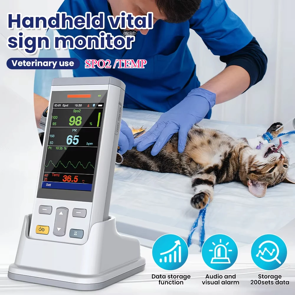 

PC100SV Handheld Veterinary Monitor 2 Parameter SpO2 TEMP Patient Monitor Vital Sign Monitoring