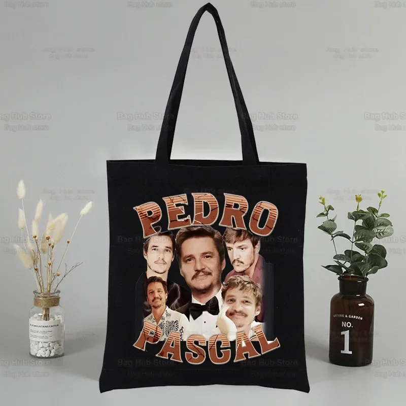 Pedro Pascal My Boy Friend Black Tote Bag Unisex Canvas Bags Shopping Bags Casual Shoulder Bag Foldable