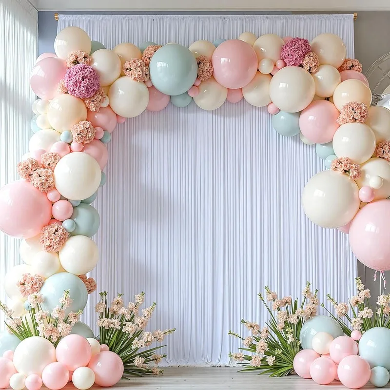 20FTx12FT White Wrinkle-Free Wedding Backdrop Curtain -Silky Washable White Polyester Drapes for Baby Showers