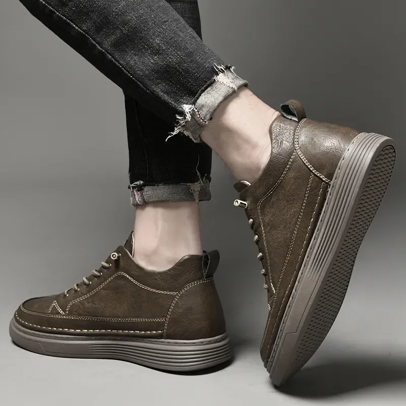 2025 Tenis Trainers Men Outdoor Shoes Warm Winter Flats Genuine Leather Vulcanized Sneakers Trend Casual Leather Footwear