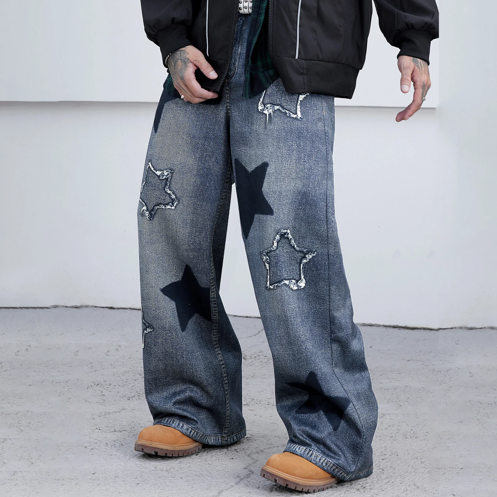 男性ジーンズアーバンクールスタールーズカジュアルジーンズズボンストリート日常着ストリート