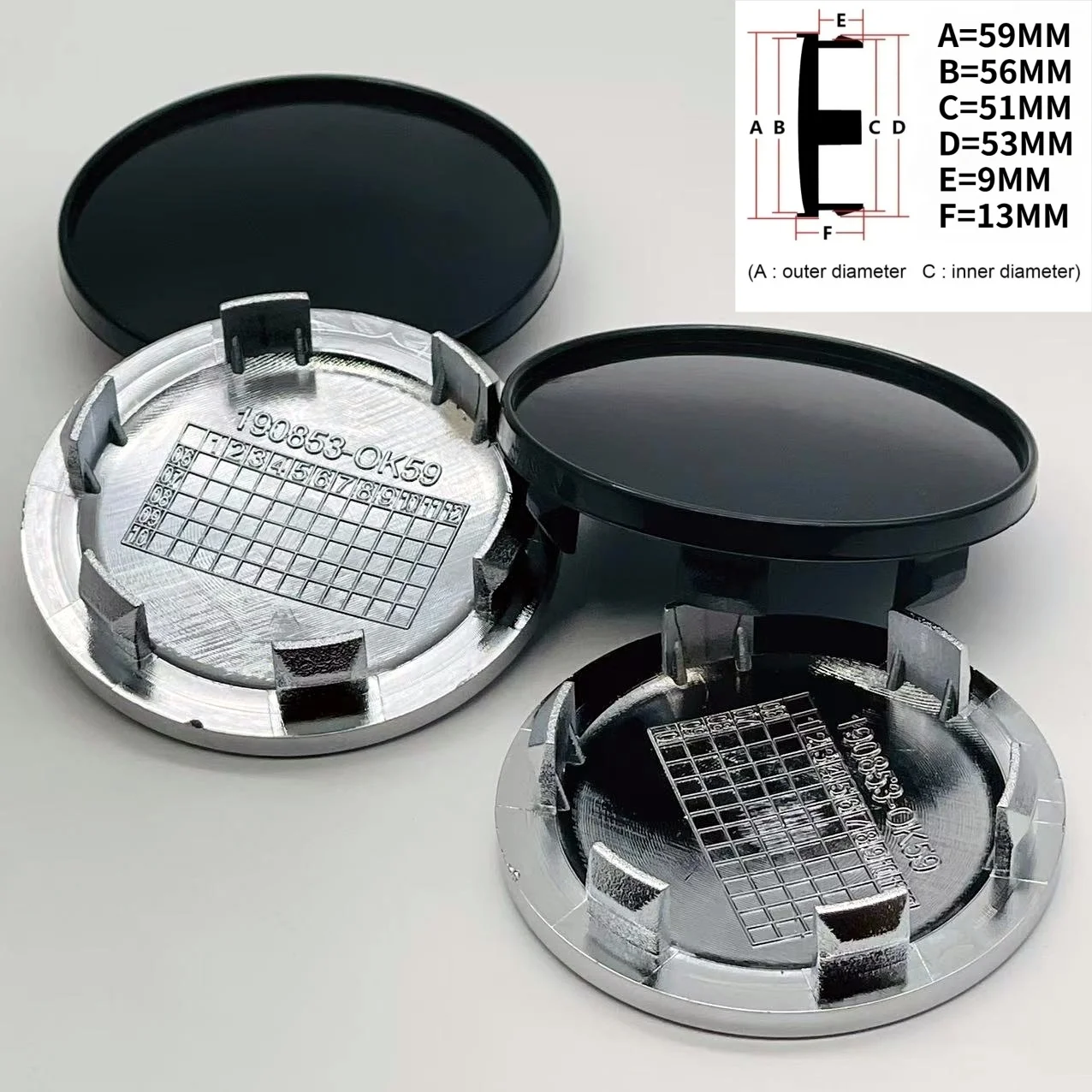 4pcs Wheel Center Caps Fashion Appearance Universal Center Hub Cap Cover for Most Vehicles 59mm Outer Dia 51mm Inner Dia