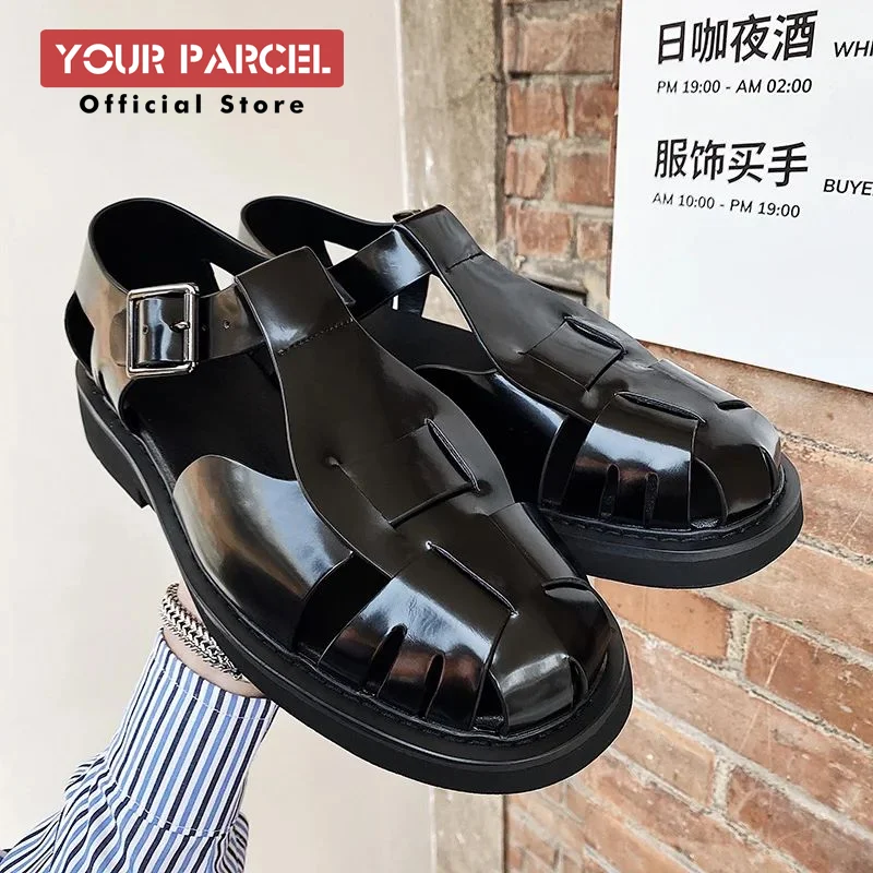 Original Design New Style Baotou Roman Sandals Men\'s Hollow out Fisherman\'s Shoes Personalized niche IG beach shoe trend