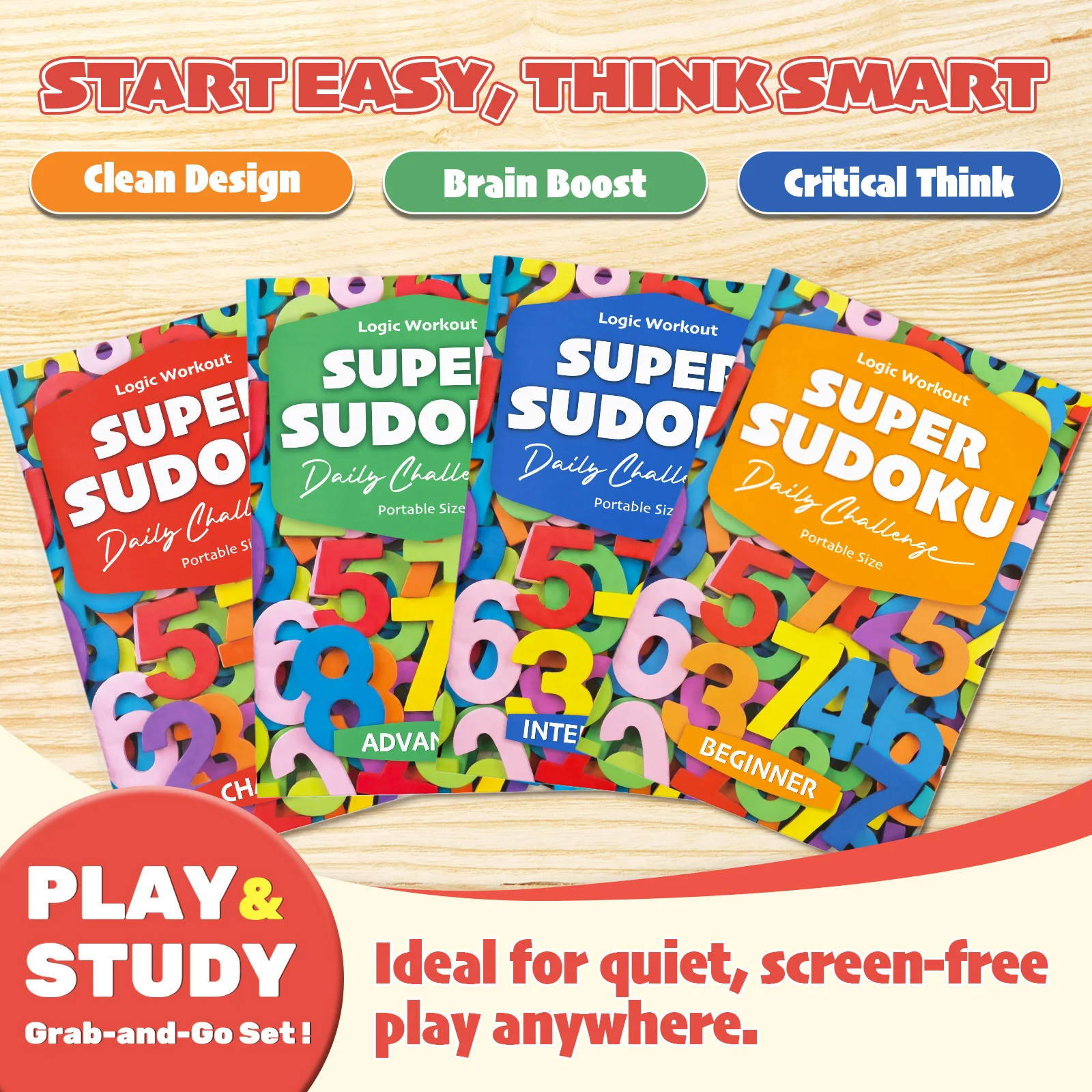 Kids Early Education Sudoku Puzzle Book, Brain Teaser Logic Game Workbook, Number Reasoning Training Book for Toddlers
