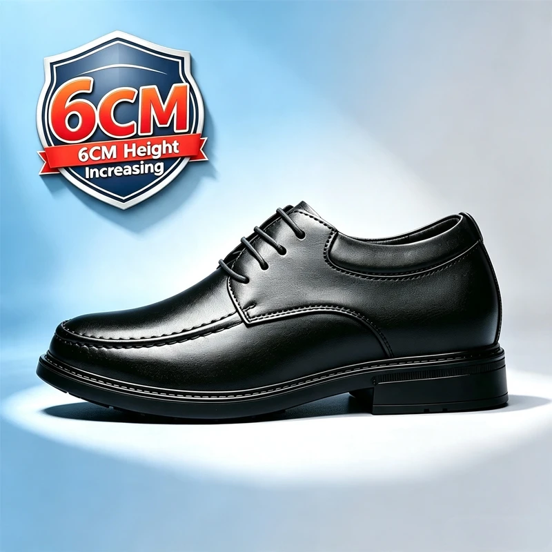 Chaussures rehaussantes pour hommes, en cuir, avec lacets, augmentant la taille de 6 cm, style Oxford, pour affaires, mariage, bureau, soirée, chaussures habillées formelles pour hommes