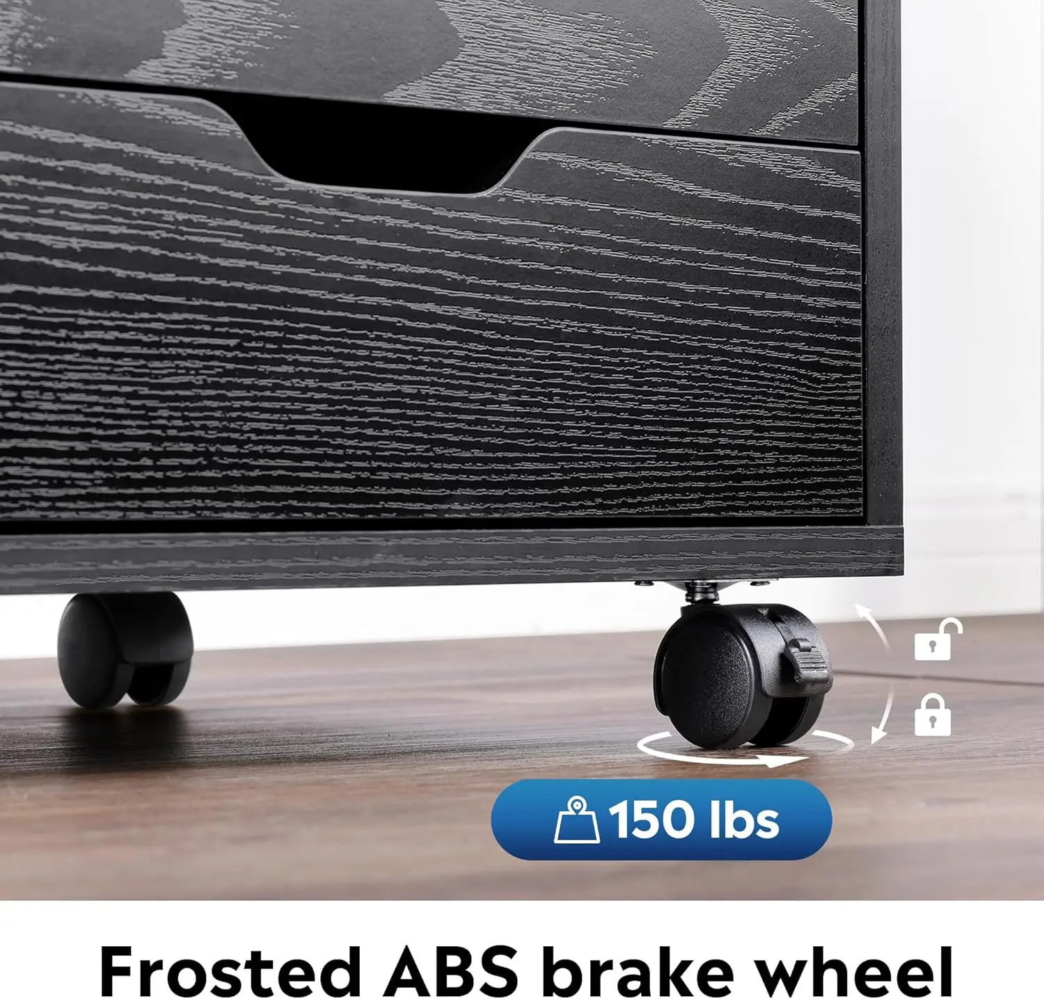 خزانة ملفات متنقلة، خزانة خشبية ذات 5 أدراج مع باب، حامل طابعة للمكتب المنزلي، أسود