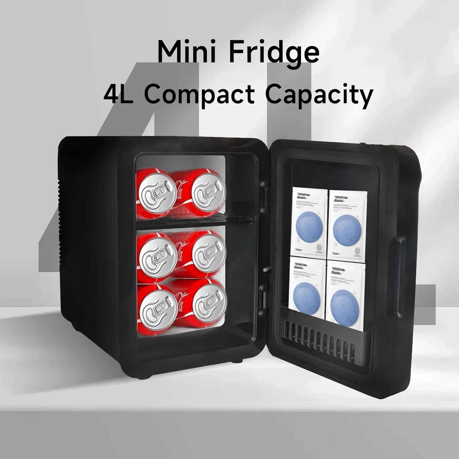 Compact Mini Maquiagem Frigorífico com Cooler ou Warmer Função, portátil Skincare Frigorífico, AC/DC, inclui espelho de luz, SG