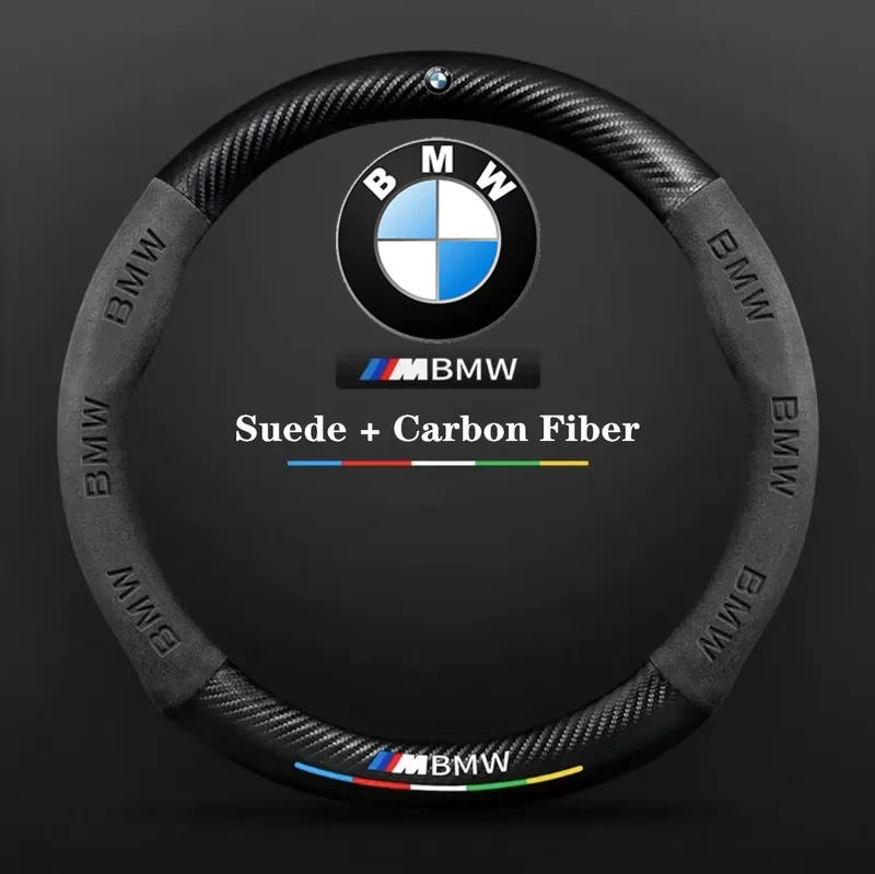 

For BMW E46 E39 E60 E90 E91 E70 F10 F15 F20 F25 F30 G20 G30 X1 X3 X4 X5 X7 M3 M4 Car Anti-Slip Carbon Fiber Steering Wheel Cover