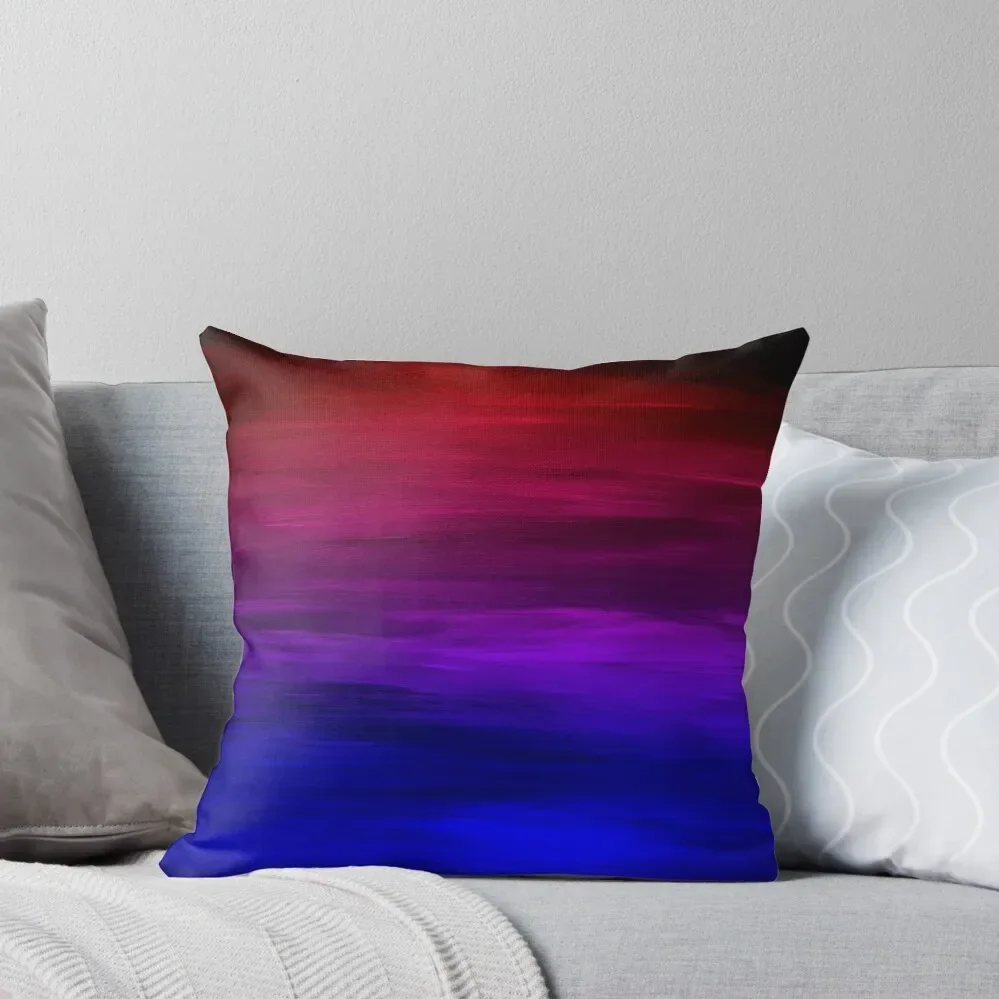 ETERNAL SUNSET Bold Colorful Ombre Abstract Acrylic Painting Fuchsia Magenta Pink Red Royal Blue Throw Pillow