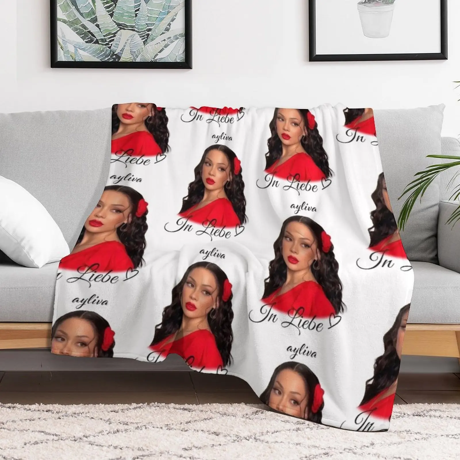 Ayliva In Liebe In Red Throw Blanket Easy Care Comfortable Blanket for Couch