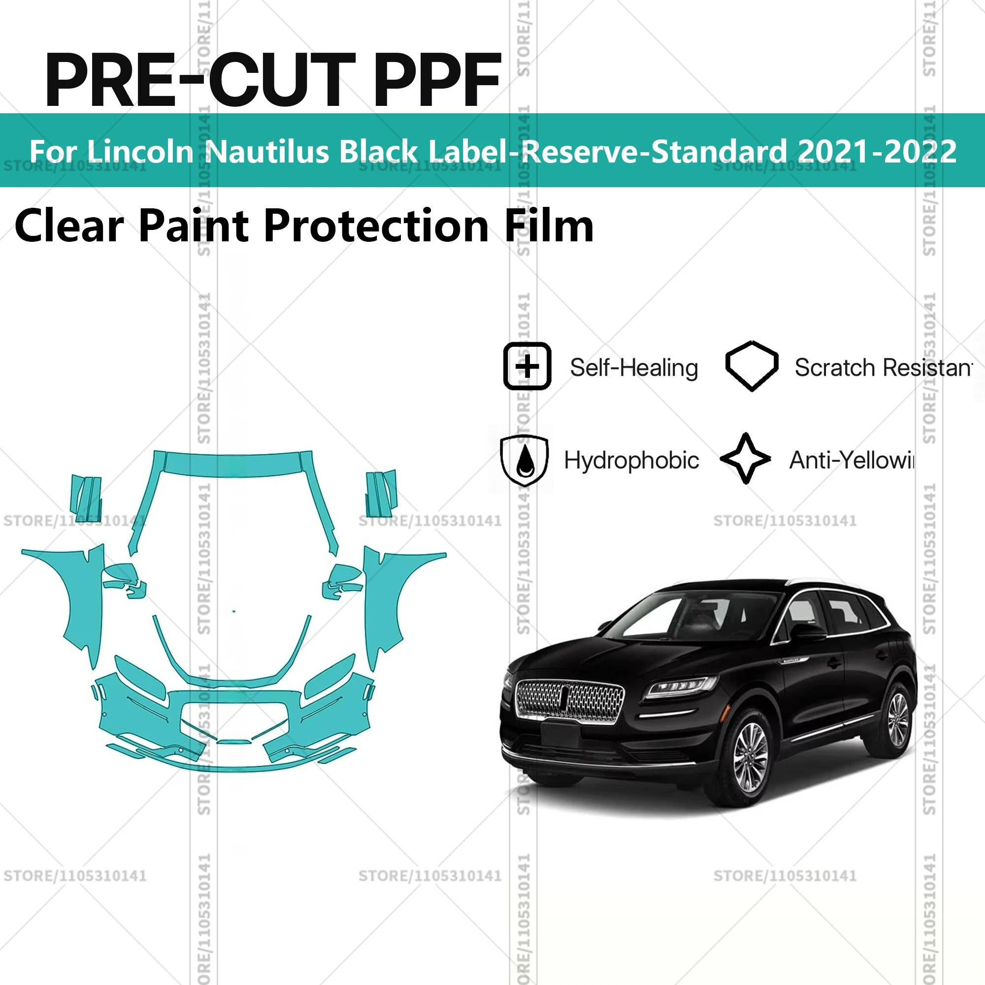

For Lincoln Nautilus Black Label-Reserve-Standard 2021-2022 Pre-Cut Paint Protection Film PPF Transparent Car Film Automotive