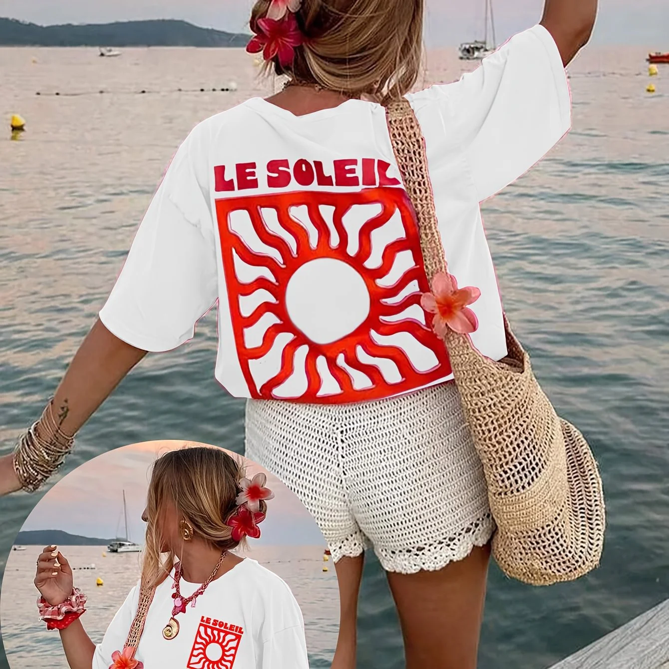 レディースサマービーチバケーションプリントTシャツ、軽量で通 - Summer Clothing Vacation のレビューと価格