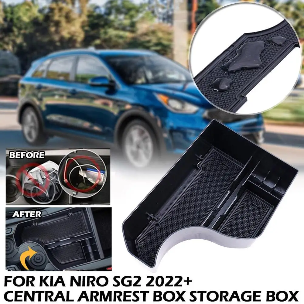 Car Central Armrest Storage Box For Kia Niro SG2 2022 Center Control Storage Box Container Tray Organizer Interior Accessor W4W9