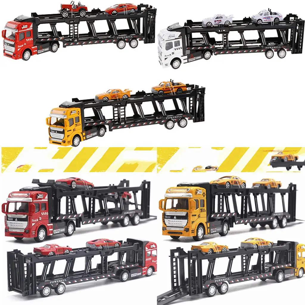 Friction-operated transport car transporter, toy, for pulling back