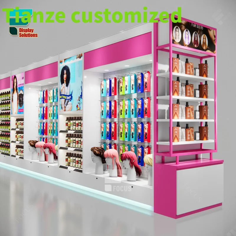 Customized-New Decoration Fixtures Modern Cosmetics Display Middle Cabinet Perfume Retail Display Beauty Cabinet