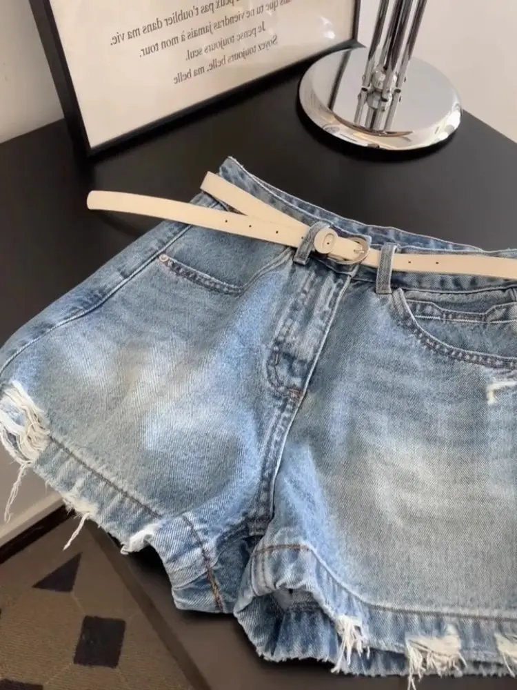 Women Blue Mini Denim Shorts Y2k Gyaru Ripped Cowboy Shorts Vintage 2000s High Waist Hot Jeans Pants Shorts Clothes Summer 2026
