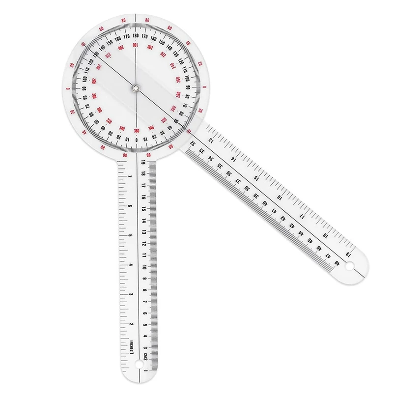 12 Inch Goniometer Transparent Orthopedic Angle Ruler Goniometer 360 Degree Spinal Goniometer For Body Measuring