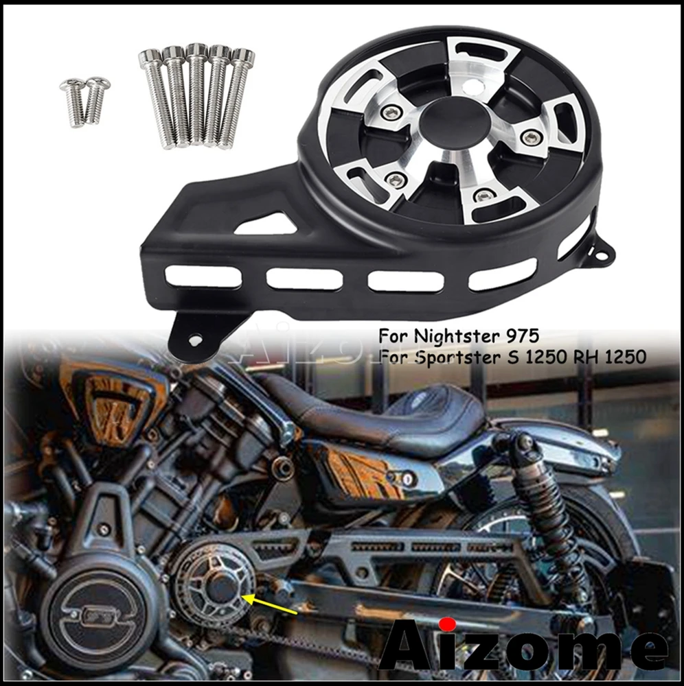 

Left Side Motorcycle Pulley Engine Sprocket Cover Guard For Harley Nightster 975 Sportster S 1250 RH1250S RH 1250S 2021-2023