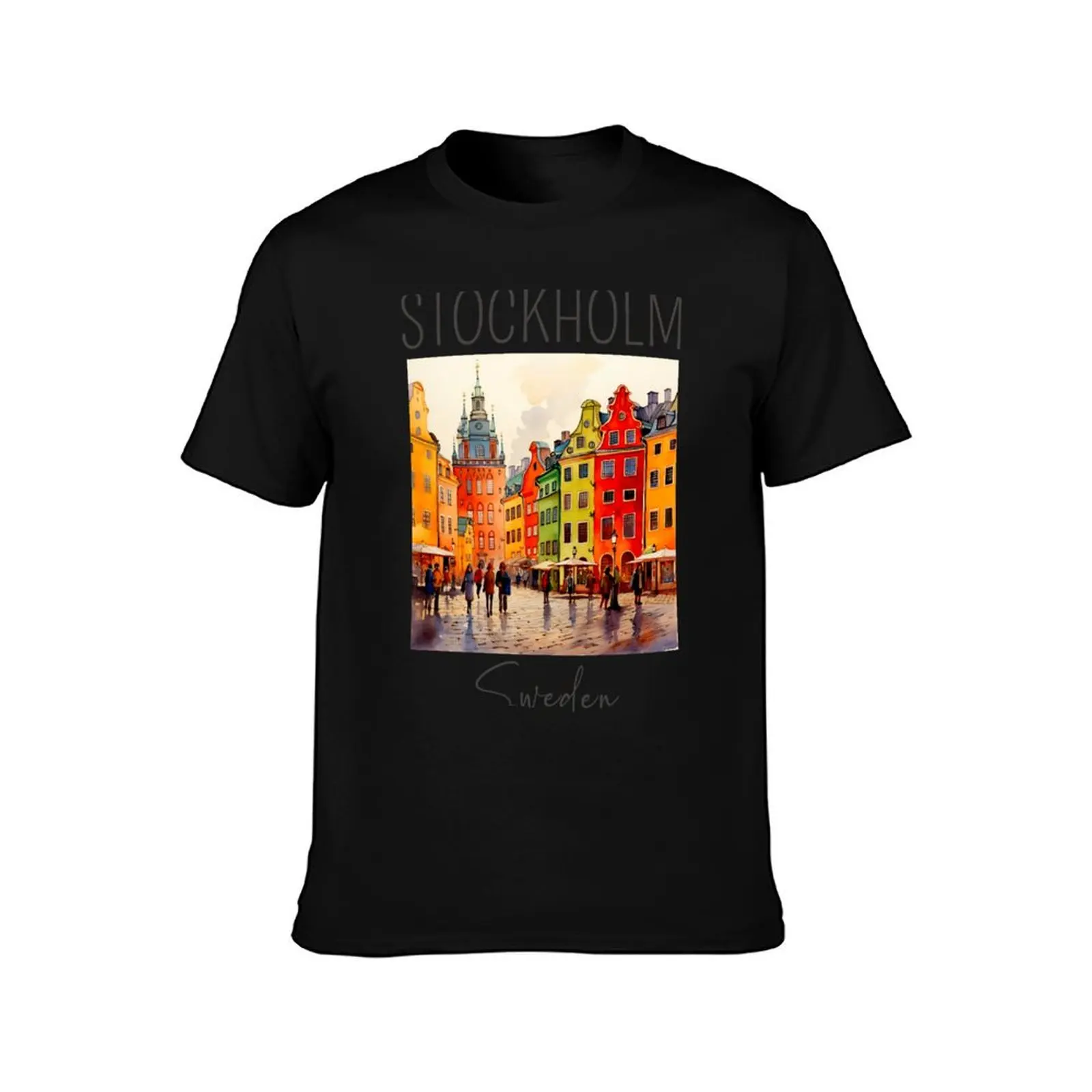 A Watercolor Design of Stockholm - Sweden T-Shirt Mechanic Work Tee Shirt