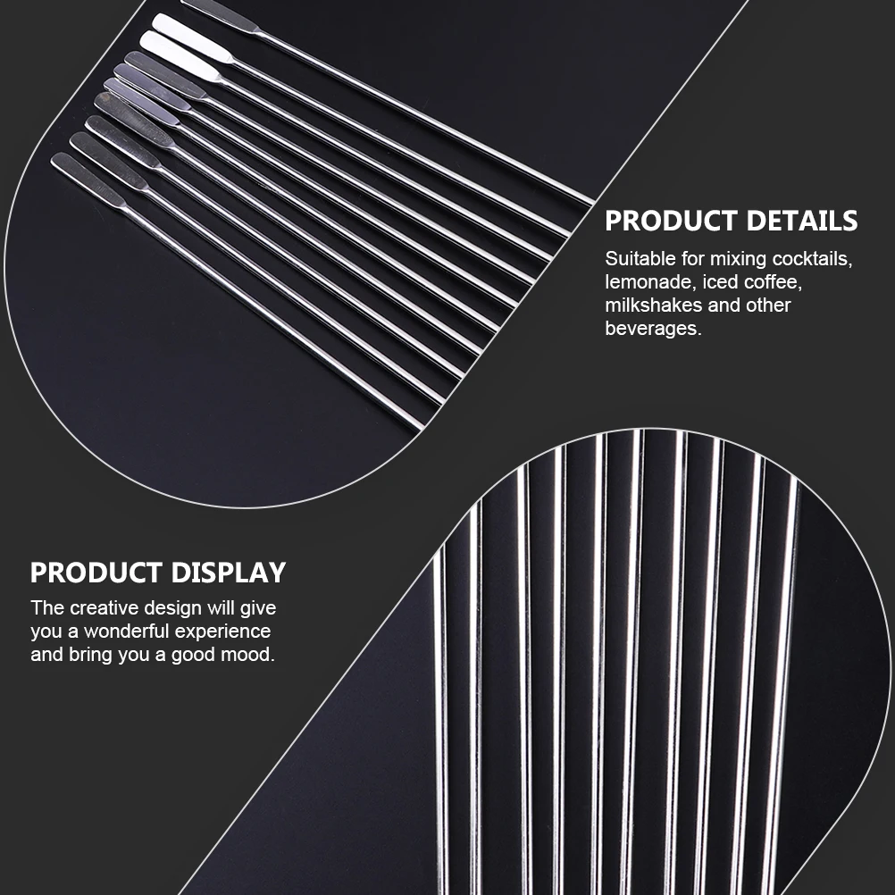 

6pcs Stainless Steel Cocktail Stirring Sticks Bar Tools Kitchen 304 Rods Swizzle Stick Coffee