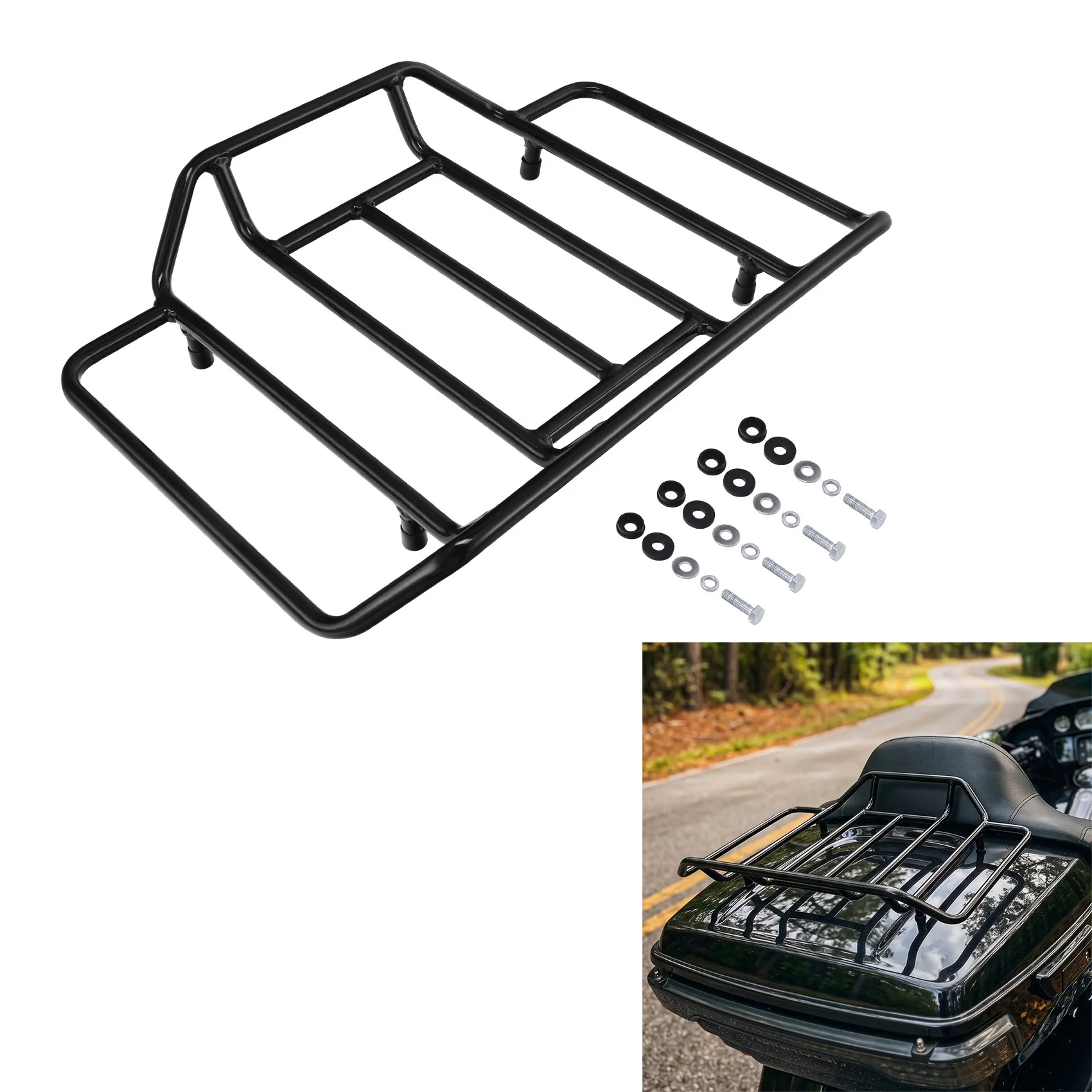 motorcycle-tour-pack-trunk-luggage-rack-top-rack-for-harley-touring-street-glide-electra-glide-road-king-1984-2025