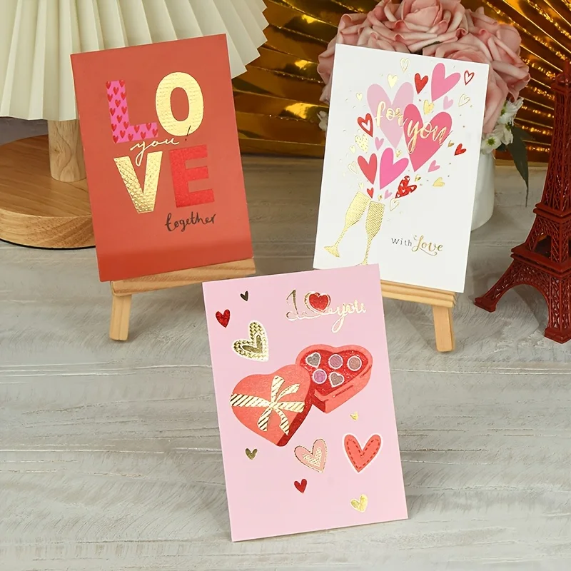 9pcs Valentine's Day Greeting Cards Simple and Creative Mother's Day Gifts Blessings Message Decoration Cards with Envelopes