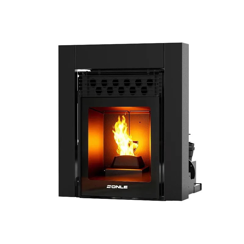 

QM0502A 5KW European WIFI Remote Control Hidden Display Screen Indoor Embedded Wood Pellet Stoves Insert Pellet Fireplace