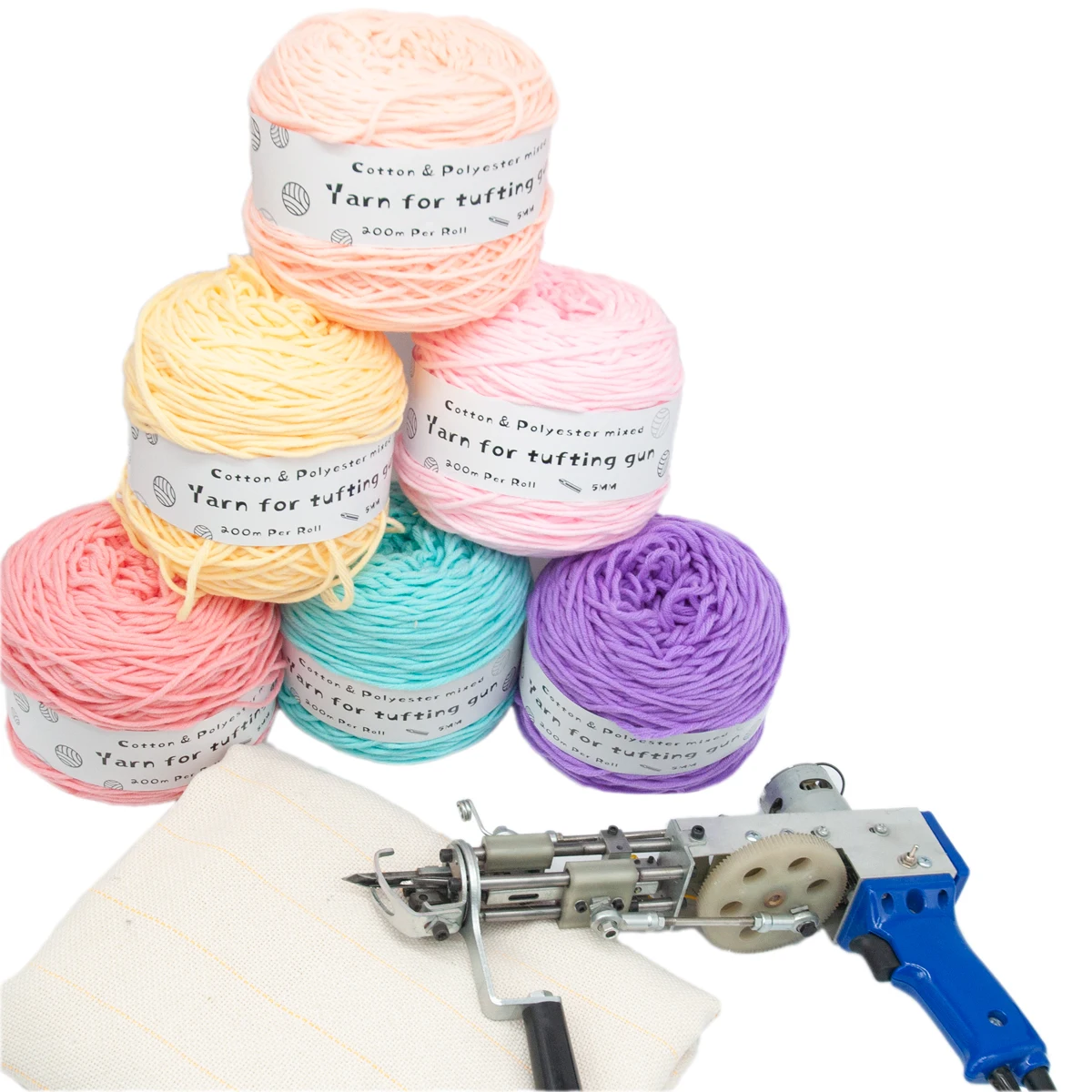 200M Tufting Yarn 8 Strands Yarn For Tufting Gun DIY Carpet Tufting Gun Monk Cloth Knitting Thread Poke Embroidery 6Rolls/Set