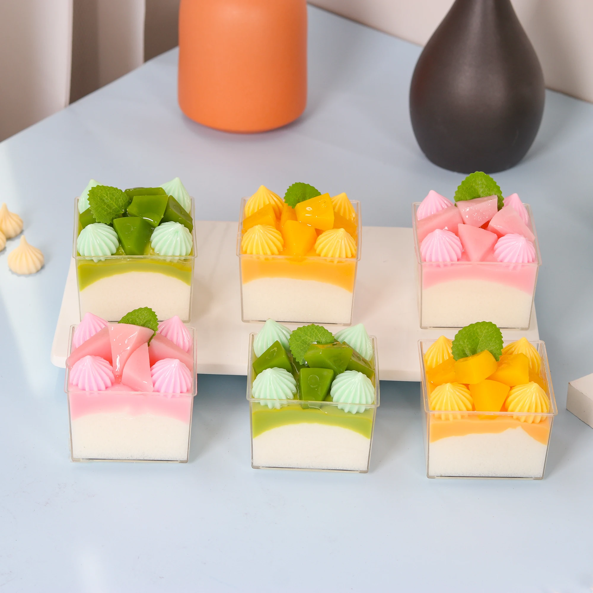 

1Pcs Simulation Mini Cake Model Transparent Cup Dessert Fruit Cake Model With Photographic Props Decorative Refrigerator.
