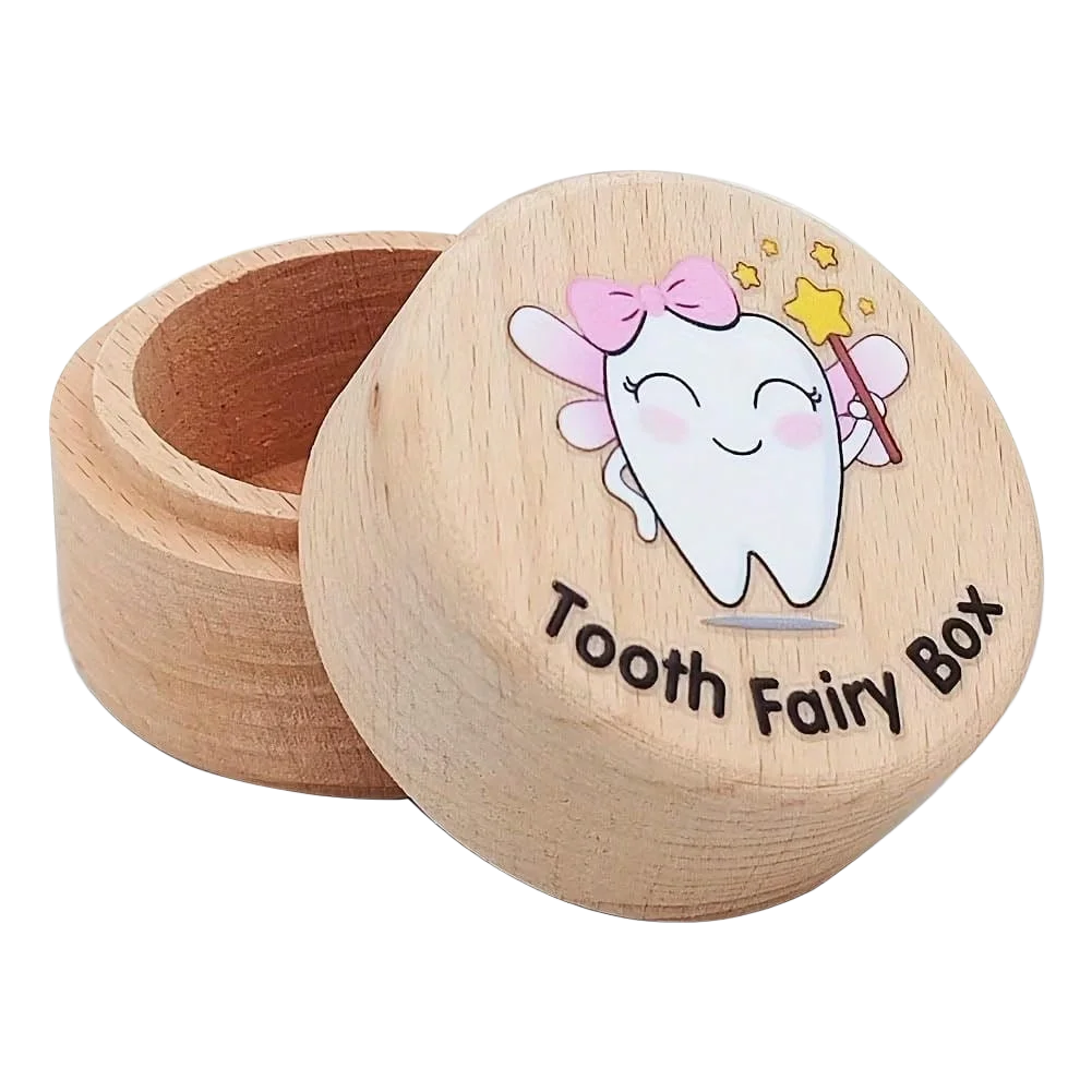 1pc Wooden Children\'s Teeth Storage Box Baby Teeth Souvenir Gift Lost Teeth Storage Bo