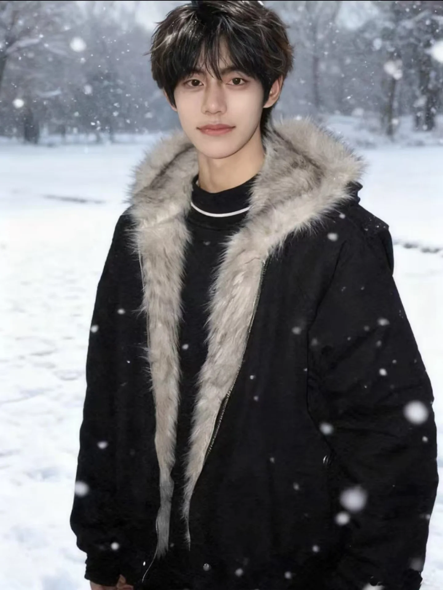 

Мужская зимняя куртка Cleanfit: утепленная, на флисовой подкладке, с меховым воротником, в американском стиле, из хлопка