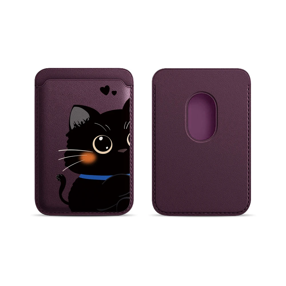 Elegante Katzen-Paar-Leder-Kartenhalter-Handyhülle für Magnetische Hüllen, Geeignet für alle iPhone Magsafe Karten-Handy-Rückseiten-Taschen – Detail 12