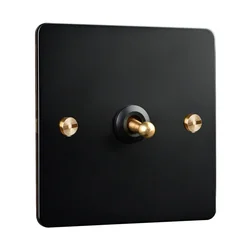 Black Stainless Steel Panel 1-4 Gang 2 Way Retro Brass Toggle Switch Wall Household Outlet EU USB Socket