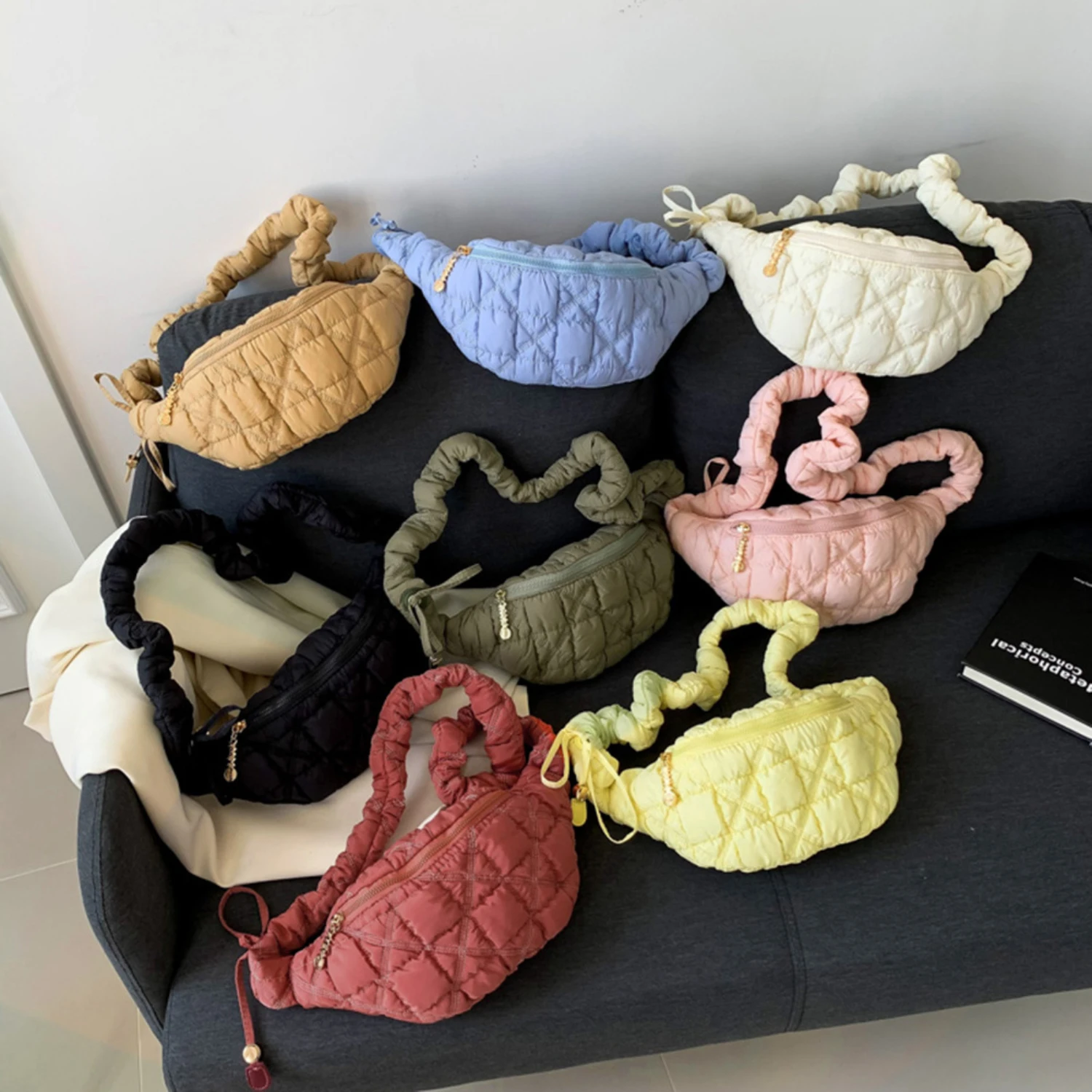 

Ruched Waist Bag - Lightweight Crossbody Chest Bag for Women