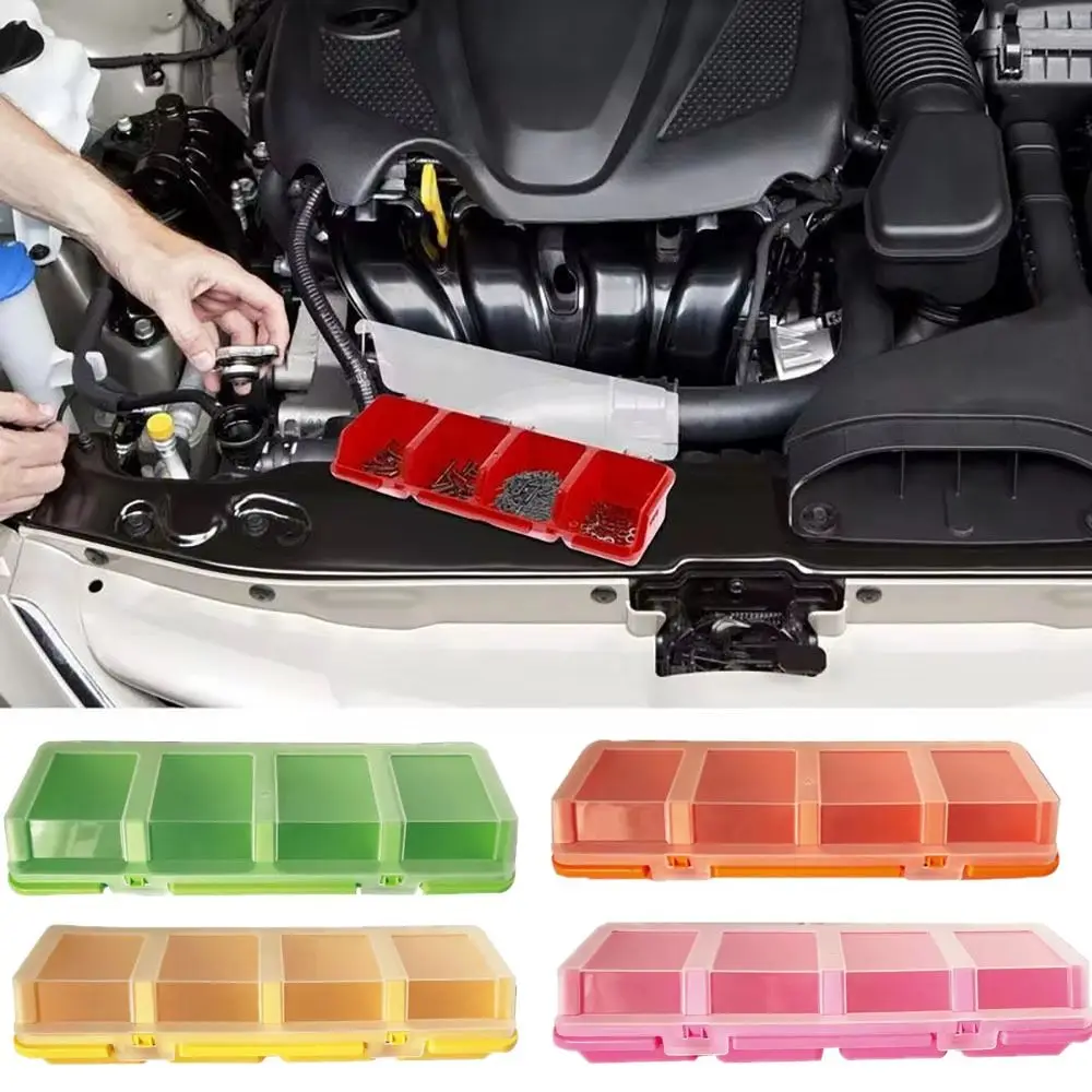 1Pcs Multicolor Parts Storage Box 4 Compartment with Lid Tool Part Container Display Storage Durable Plastic Sorting Box