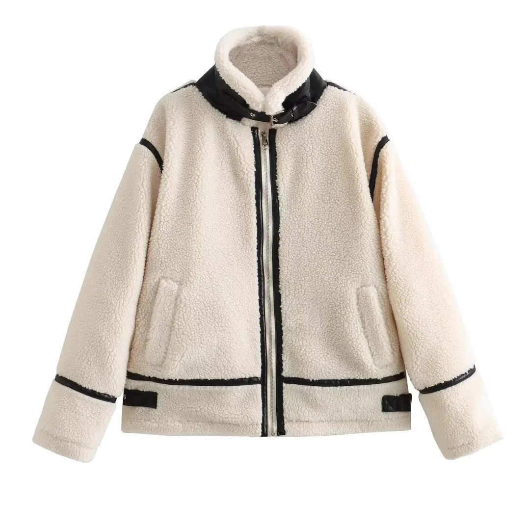 

2024 Autumn and Winter New Casual One Lamb Wool Effect European and American Women's jacket