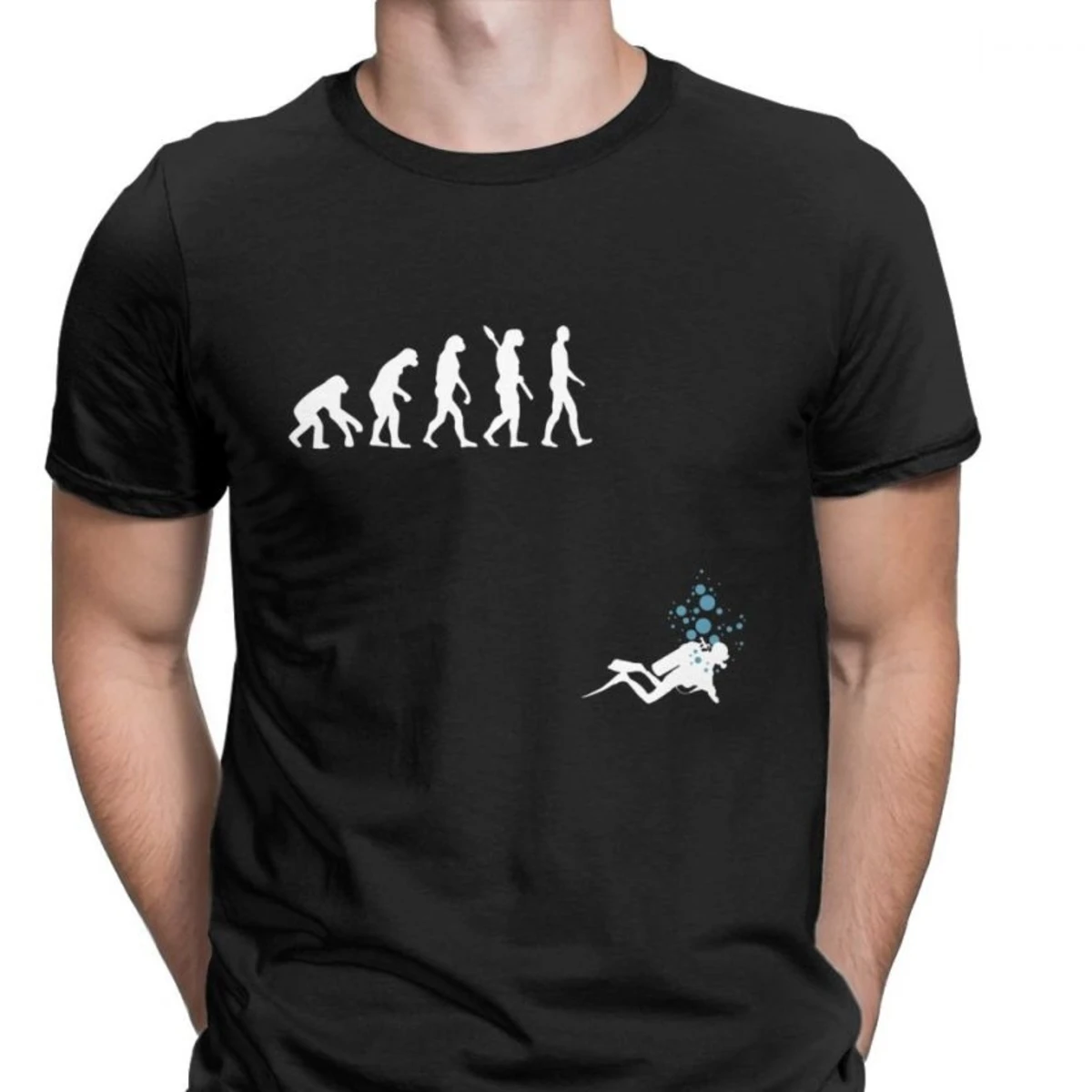 Evolution Of Man Funny Scuba Diving T-Shirt Men Cotton T Shirts Dive Diver Sea Snorkeling Sports Tee Shirt Fitness