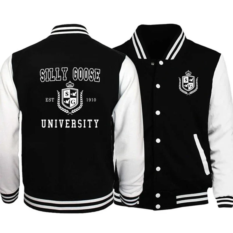 

Silly Goose University Baseball Jacket Trendy Preppy Graphic Hoodie Sweatshirts Gift