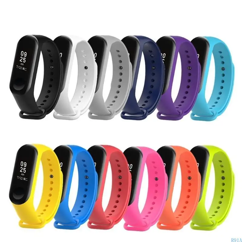 R91A Quick Release Watch Support Accessories Silicone Bristand Bracelet для Mi Band 3 4 мягкие ремни