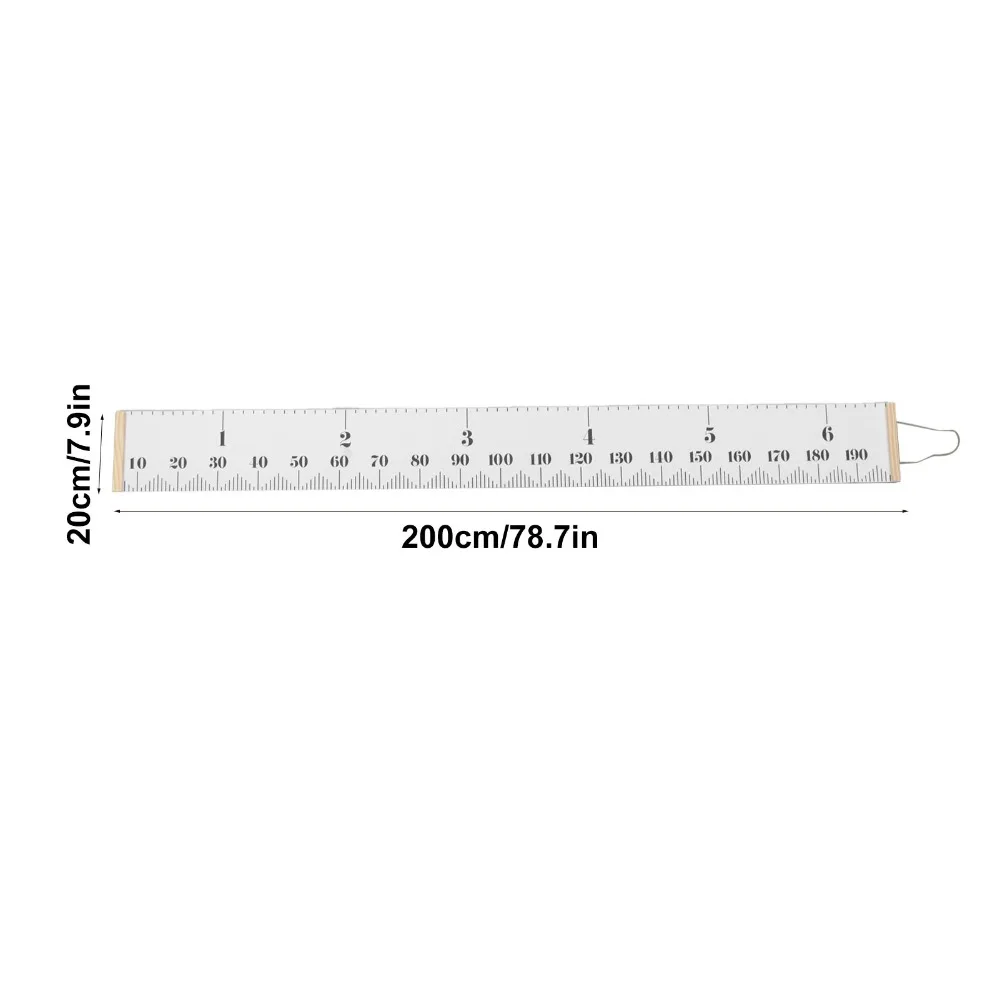 Picture 7: Dual Scale Mark Growth Height Chart Pine Wood 78.7x7.9in Canvas Height Measuring Ruler Black White Rectangle