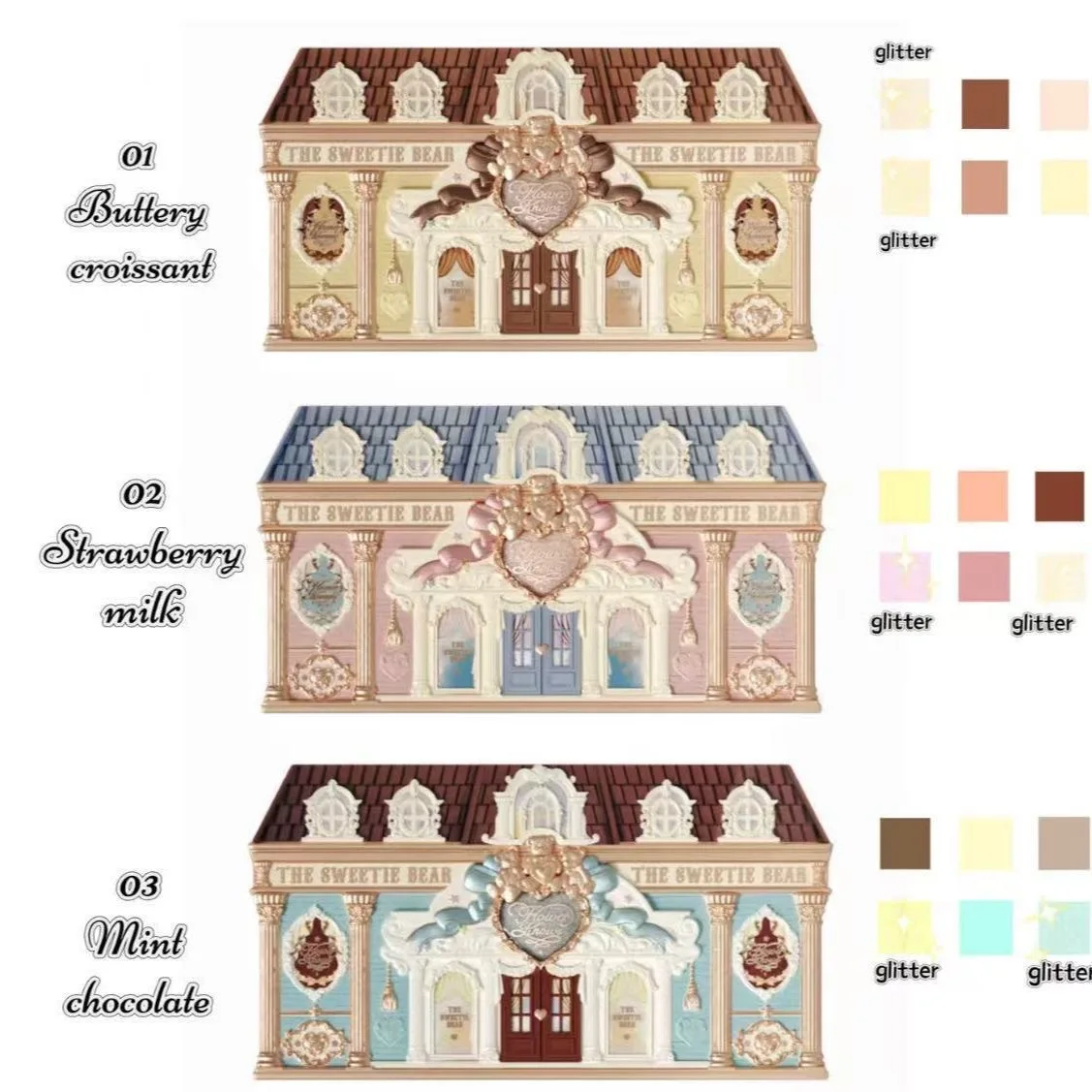 Flower Knows The SWEETIE BEAR COLLECTION 6-Color Eye Shadow Palette Makeup Long Lasting Matte Shimmer Finish Eyeshadow Powder