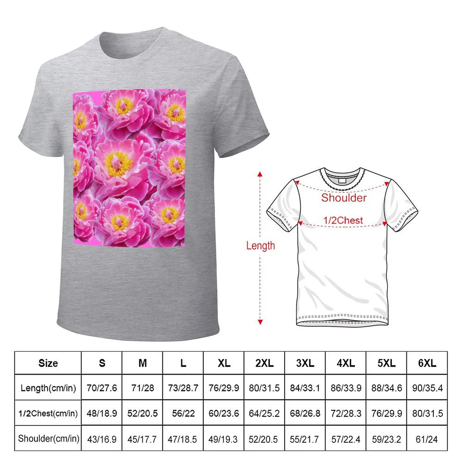 PINK PEONY FLOWERS COMPOSITION GARDEN PATTERN ART T-shirt vintage tees mens graphic t-shirts big and tall