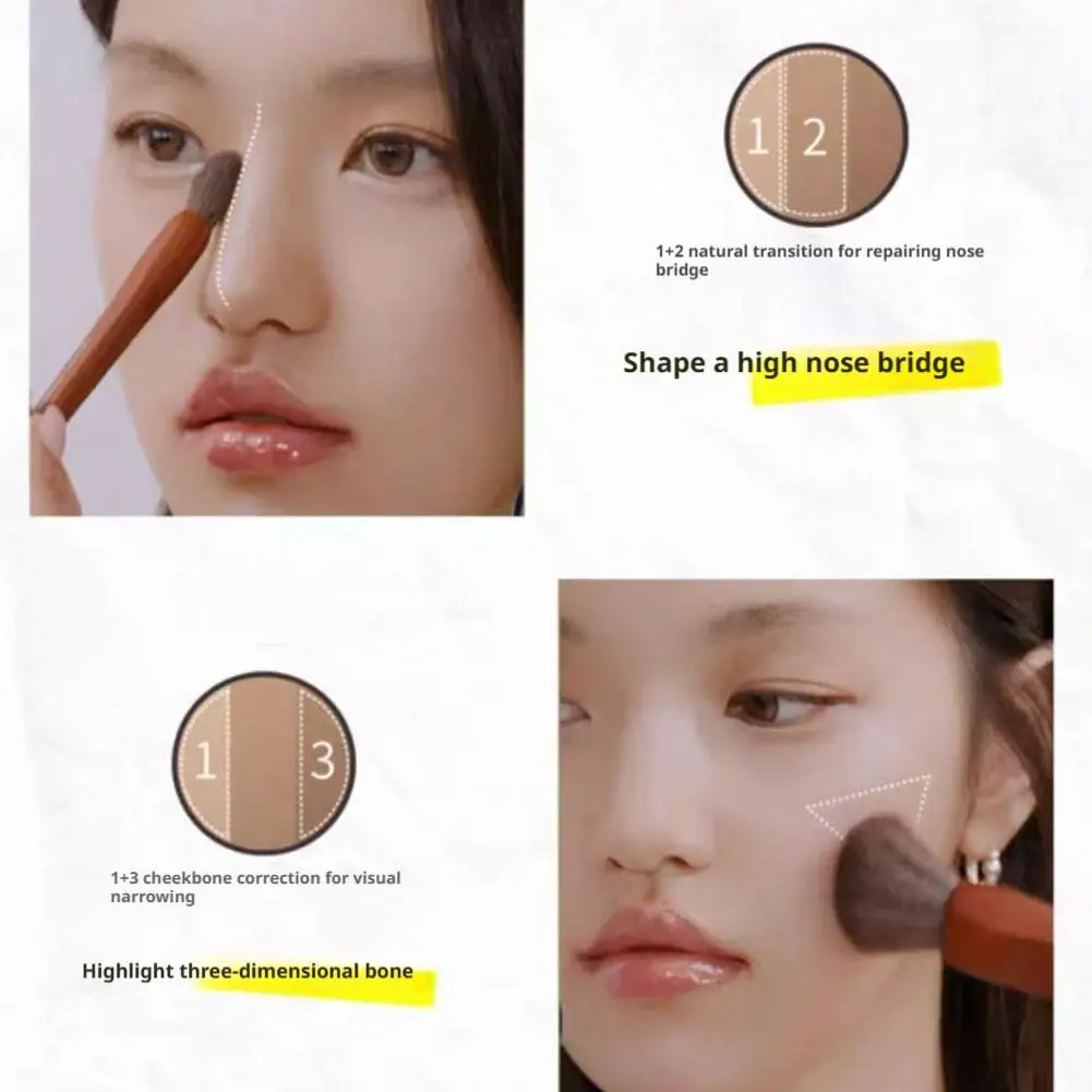 3in1 ثلاثة ألوان كونتور لوحة علبة البودرة أحمر الخدود الكنتوري مقاوم للماء طويل الأمد حساسة ماكياج الوجه الطبيعي #3