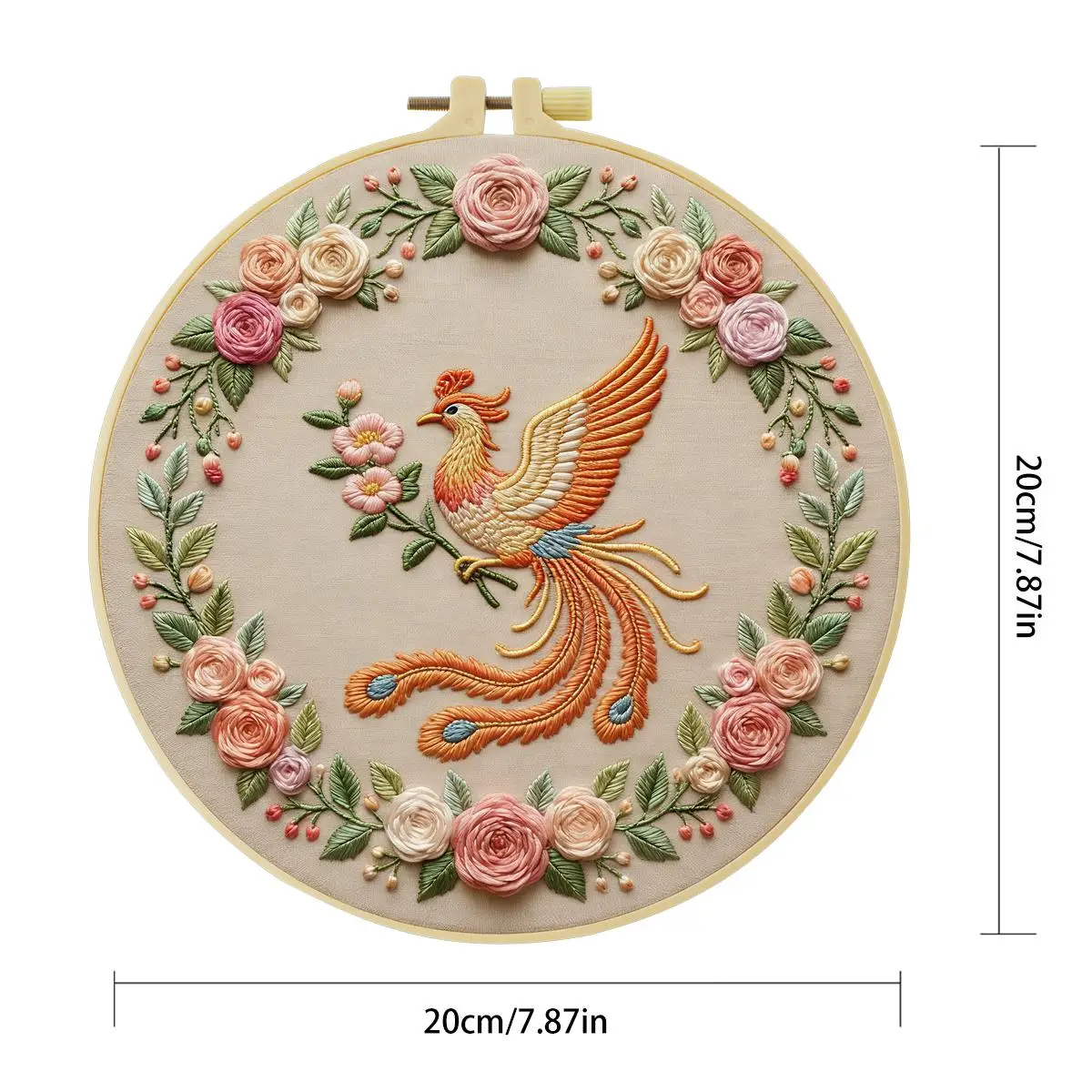 1 Stück 20X20CM/15X15CM 7,87/6,3 Zoll Phoenix Stickerei Starter-Kit DIY-Kit DIY Stickerei-Set Handarbeiten Nadelkunst – Detail 5