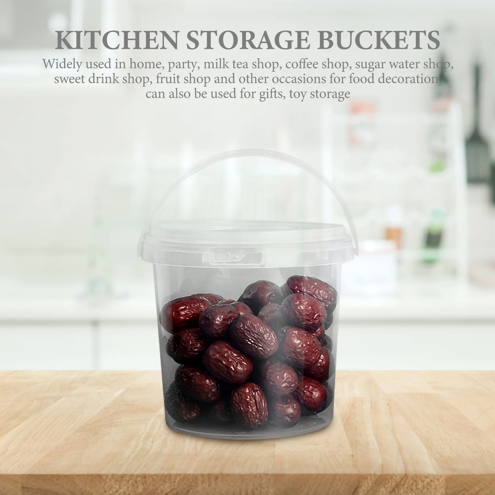 Pails Storage Ice Cream Clear Containers Food Pailss Kitchen Cups Grain With Lid Dessert Plastic Canister