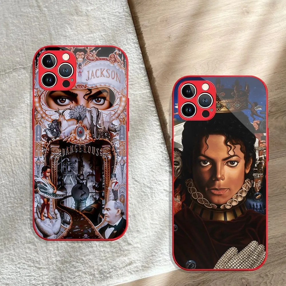 Singer M-Michael Jackson Phone Case For iphone 14 13 12 11 PRO MAX X XS XR MAX Metal Plated Painted Glass Shell