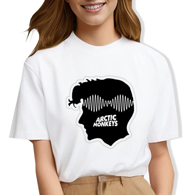 Arctic Monkeys Graphic Print Creative Top,Short Sleeve Crew Neck T-shirt, women's Clothing