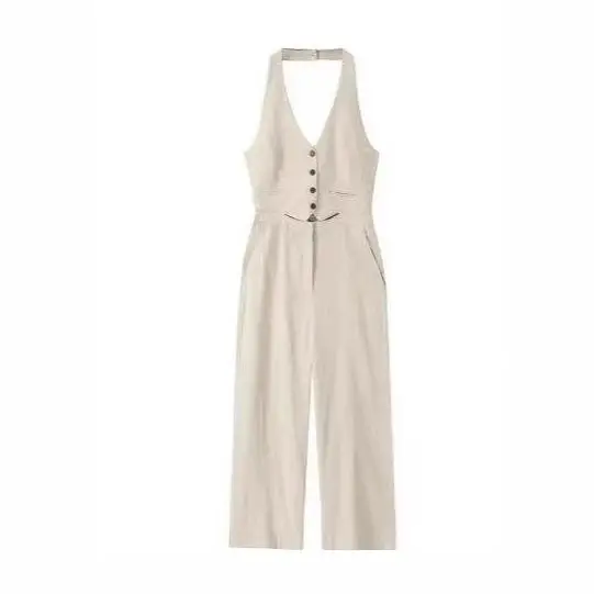 

Bal Vest Hanging Ne Jumpsuit Collar High Waist Long Pants Women's Faion Autumn Collection Comfortable Fit One-Piece ...