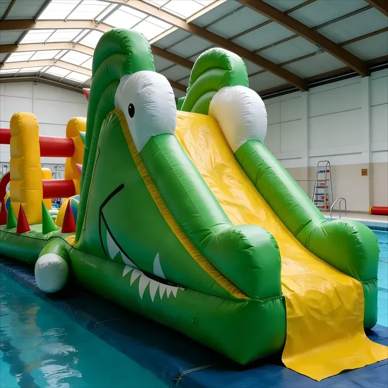 Giant Crocodile Inflatable Water Obstacle Course | Floating Aqua Park Challenge for Resorts & Events/Inflatable Lake Games