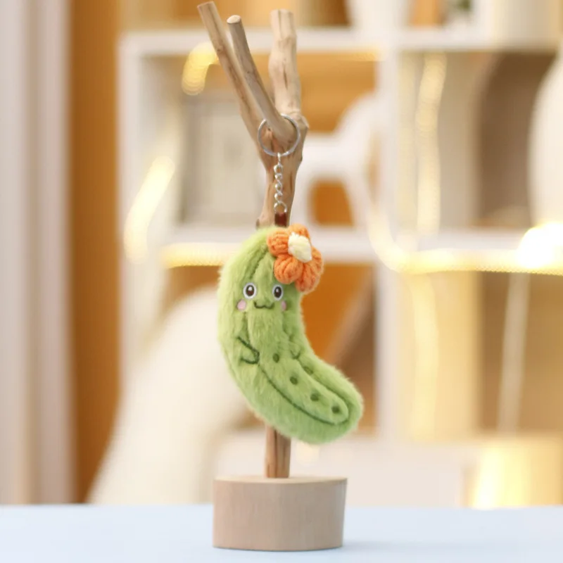 12 cm Lustige Gurken Streifen Plüsch-schlüsselbund Kreative Obst Puppe Schlüsselring Frauen Rucksack Tasche Anhänger Kinder Geburtstag Geschenk Zubehör